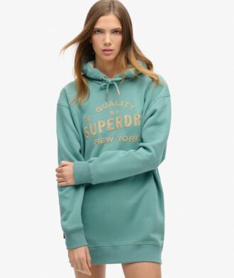 Hooded Metallic Logo Vestido