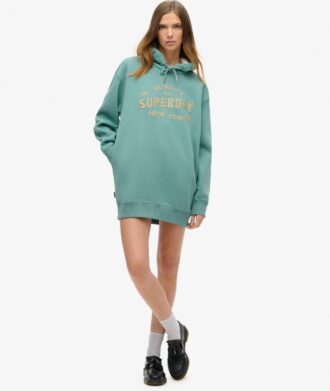 Hooded Metallic Logo Vestido