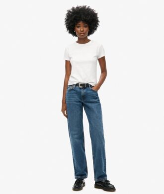 Jeans de talle medio y corte recto