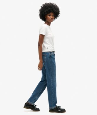 Jeans de talle medio y corte recto