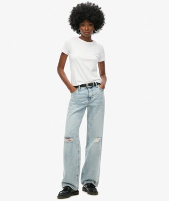 Jeans de talle medio y pierna ancha