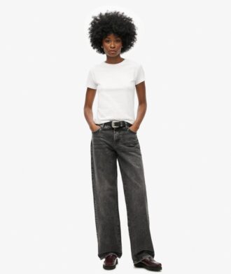 Jeans de talle medio y pierna ancha