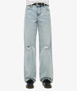 Jeans de talle medio y pierna ancha