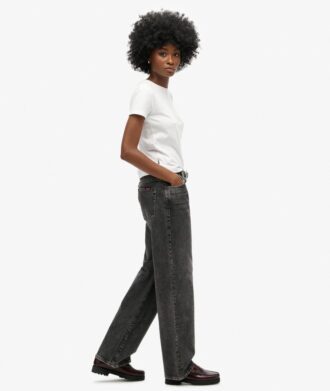 Jeans de talle medio y pierna ancha