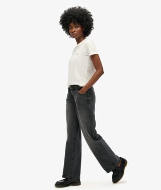 Jeans de talle medio y pierna ancha