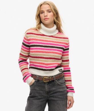 Jersey corto de cuello alto a rayas