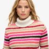 Jersey corto de cuello alto a rayas