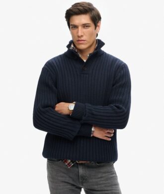Jersey de canalé con medio abrochado