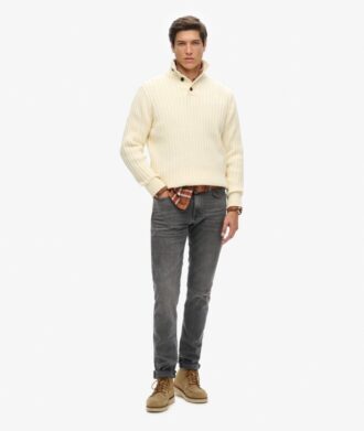Jersey de canalé con medio abrochado
