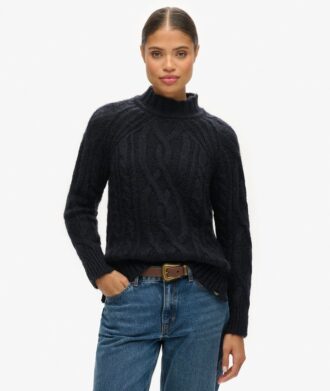 Jersey de cuello alto con punto trenzado