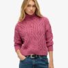 Jersey de cuello alto con punto trenzado