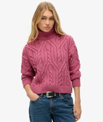 Jersey de cuello alto con punto trenzado