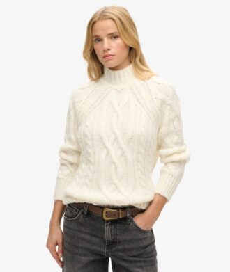 Jersey de cuello alto con punto trenzado