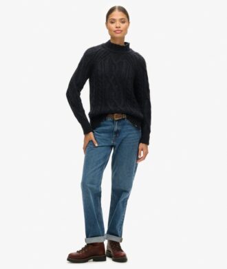 Jersey de cuello alto con punto trenzado