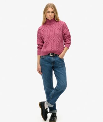 Jersey de cuello alto con punto trenzado