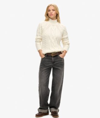 Jersey de cuello alto con punto trenzado