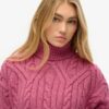 Jersey de cuello alto con punto trenzado
