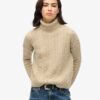 Jersey de cuello alto con trenzado y hombros caídos