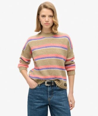 Jersey de cuello redondo con rayas multicolores