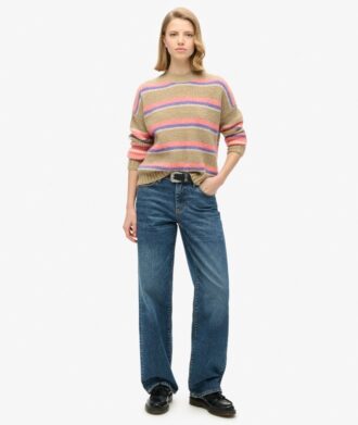 Jersey de cuello redondo con rayas multicolores