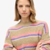 Jersey de cuello redondo con rayas multicolores