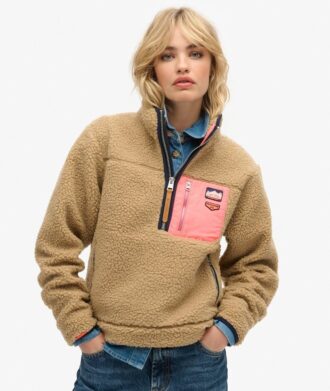 Jersey de forro polar Vintage con media cremallera