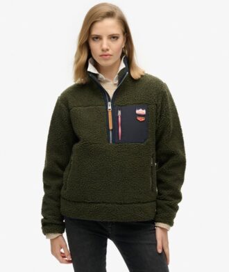 Jersey de forro polar Vintage con media cremallera