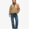 Jersey de forro polar Vintage con media cremallera