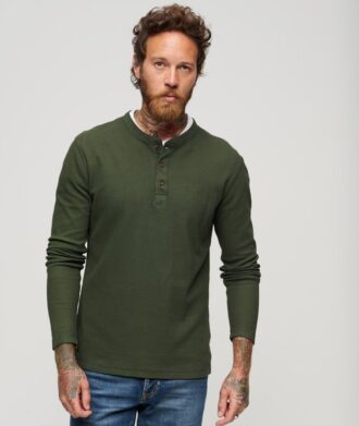 Jersey de manga larga con cuello de nido de abeja y medio abrochado