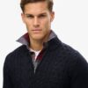 Jersey Jacob de punto trenzado con media cremallera