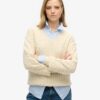 Jersey oversize de punto trenzado con cuello en V
