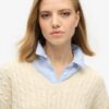 Jersey oversize de punto trenzado con cuello en V