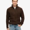 Jersey Vintage Jacob de punto trenzado con media cremallera