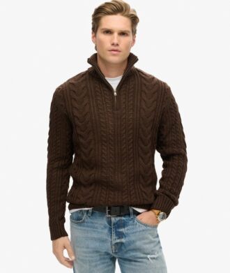 Jersey Vintage Jacob de punto trenzado con media cremallera