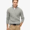 Jersey Vintage Jacob de punto trenzado con media cremallera