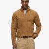 Jersey Vintage Jacob de punto trenzado con media cremallera