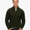 Jersey Vintage Jacob de punto trenzado con media cremallera