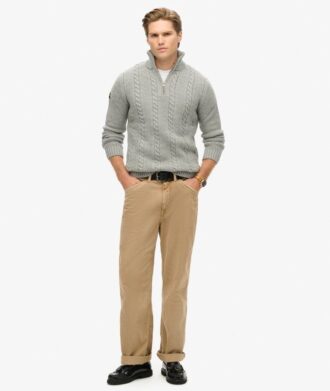 Jersey Vintage Jacob de punto trenzado con media cremallera