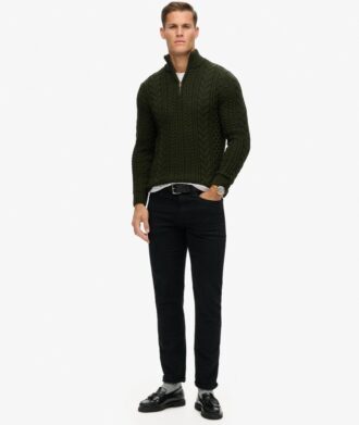 Jersey Vintage Jacob de punto trenzado con media cremallera