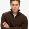 Jersey Vintage Jacob de punto trenzado con media cremallera