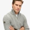 Jersey Vintage Jacob de punto trenzado con media cremallera
