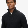 Jersey Vintage Jacob de punto trenzado con media cremallera