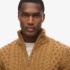 Jersey Vintage Jacob de punto trenzado con media cremallera