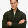 Jersey Vintage Jacob de punto trenzado con media cremallera