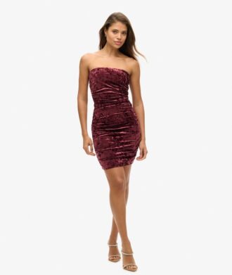 Minivestido bandeau de terciopelo