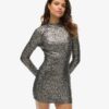 Minivestido con cuello alto y lentejuelas