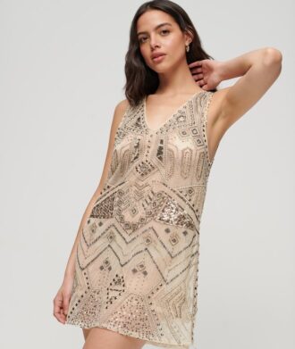 Minivestido con cuello en V y adornos