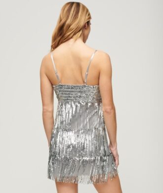 Minivestido con tirantes y flecos