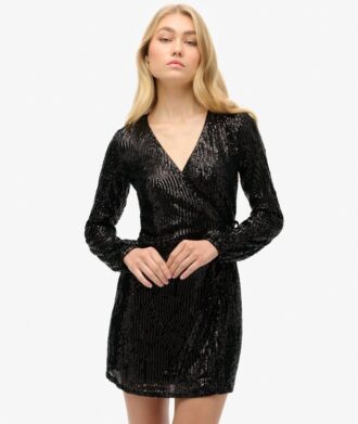 Minivestido cruzado con lentejuelas