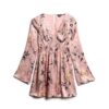Minivestido de jacquard con mangas acampanadas